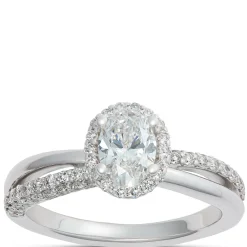 Split-Shank Oval Diamond Engagement Ring, 14k White Gold Best