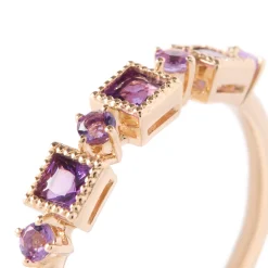 Square and Round Amethyst Ring, 14k Yellow Gold Online