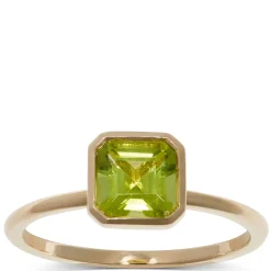 Square Bezel Set Peridot Ring, 14K New