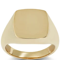 Square Cushion Signet Ring, 14K Yellow Gold Sale