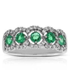 5-Stone Emerald & Diamond Ring 14K Hot