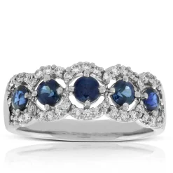 5-Stone Sapphire & Diamond Ring 14K Sale