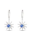 Sunburst Round Sapphire and Diamond Earrings, 14K White Gold Discount