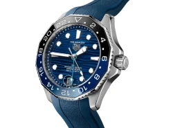 TAG Heuer Aquaracer Professional 300 GMT Blue Dial Blue Rubber Strap Watch, 42mm Sale