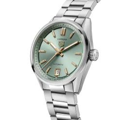 TAG Heuer Carrera Date Watch Green Dial Steel Bracelet, 36mm Clearance
