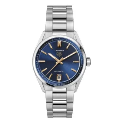 TAG Heuer Carrera Date Watch Steel Case Blue Dial Rose Gold Detailing, 36mm Sale