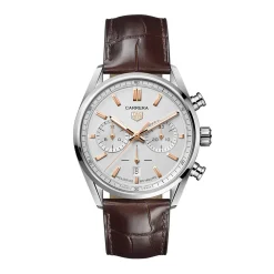 TAG Heuer Carrera Heuer 02 Automatic Mens Grey Leather Chronograph Watch Outlet