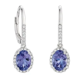 Tanzanite & Diamond Dangle Earrings 14K Outlet