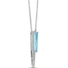 Tapered Blue Topaz and Diamond Pendant, 14K White Gold Outlet