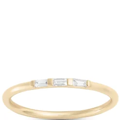 Three Baguette Diamond Ring, 14K Yellow Gold Discount