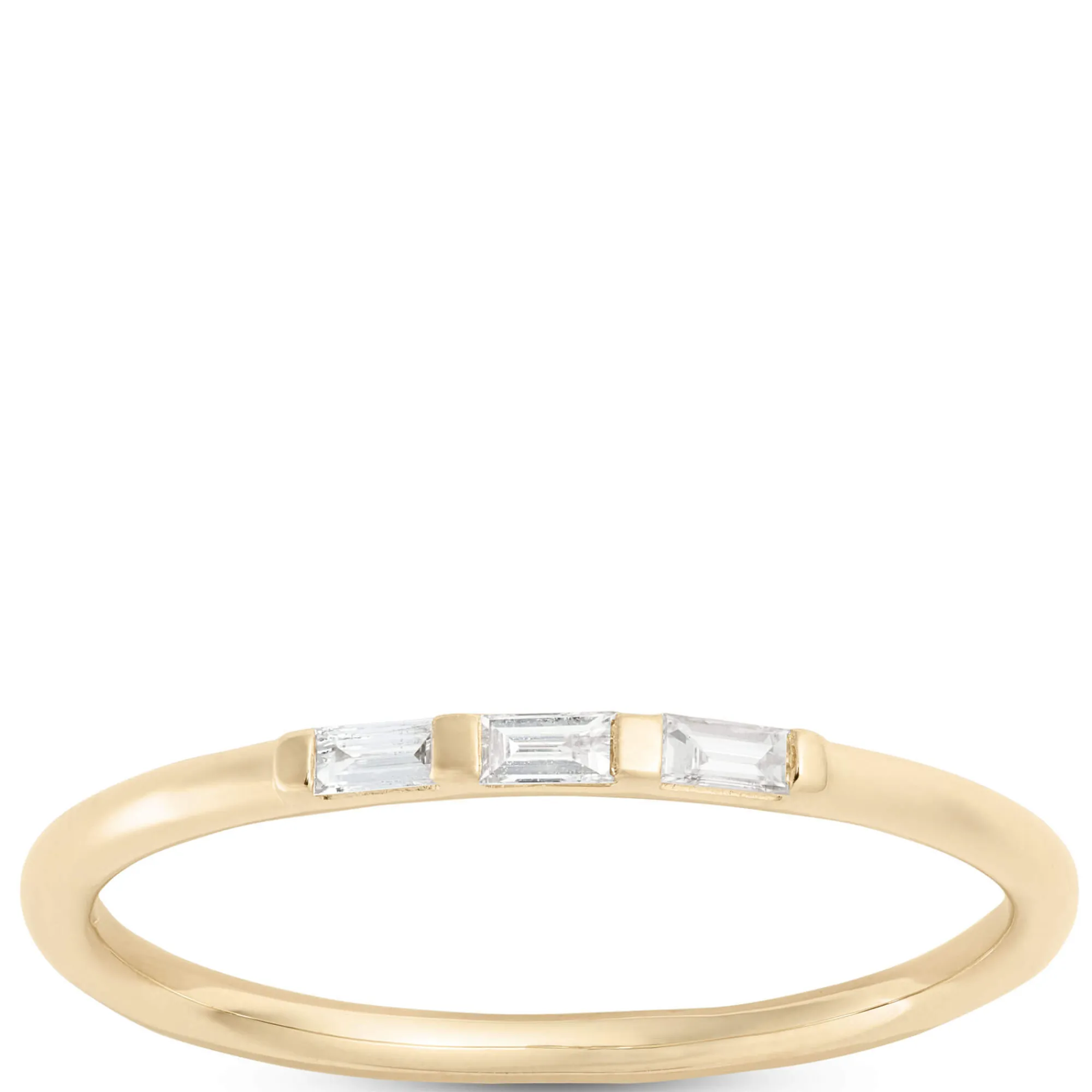 Three Baguette Diamond Ring, 14K Yellow Gold Discount