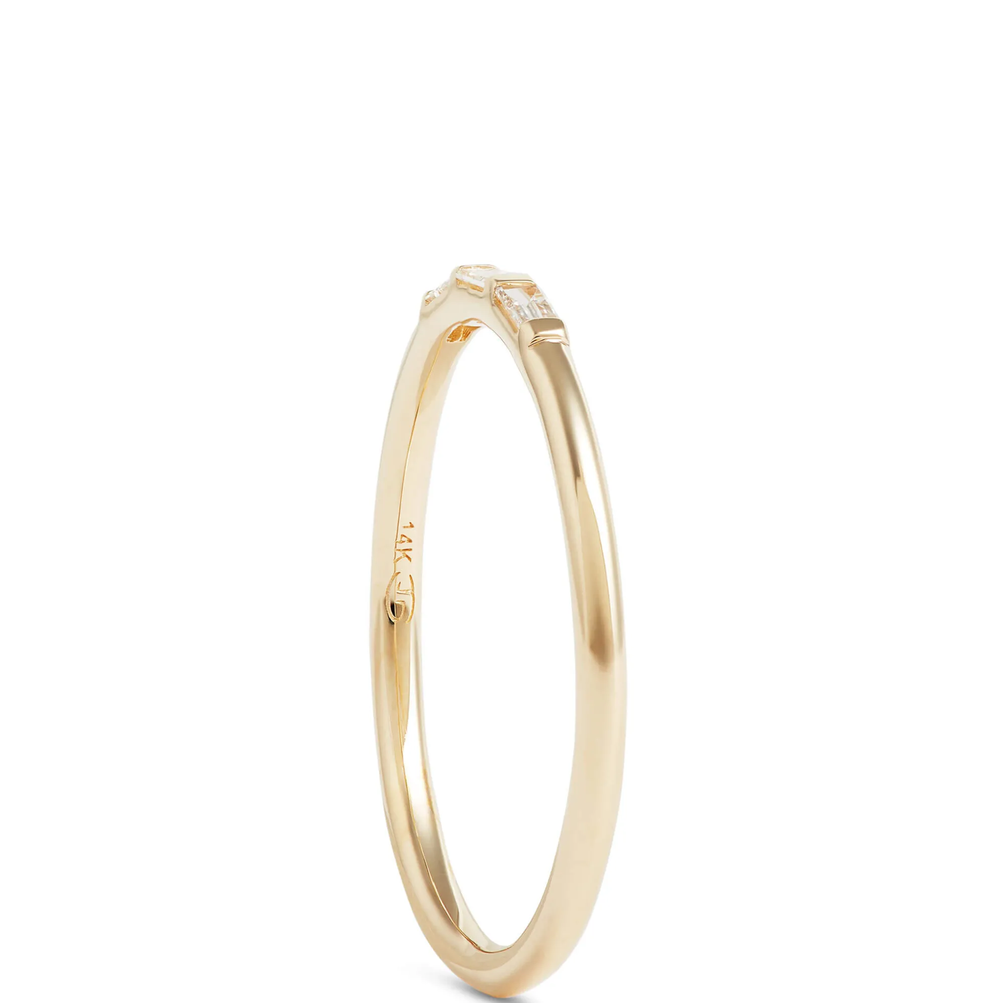 Three Baguette Diamond Ring, 14K Yellow Gold Discount