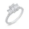 Bella Ponte Three Stone Emerald Cut Diamond Engagement Ring, 14K White Gold