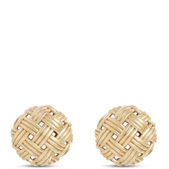 Toscano Basket Weave Button Studs, 14K Yellow Gold Online