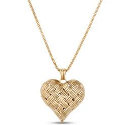 Toscano Basket Weave Heart Pendant Necklace, 14K Yellow Gold Clearance
