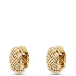 Toscano Basket Weave Hoops, 14K Yellow Gold Discount