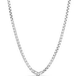 Toscano Classic Round Box Link Necklace, Sterling Silver