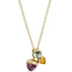 Toscano Colored Gemstone Charm Necklace, 14K Yellow Gold New