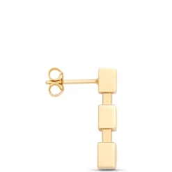 Toscano Cubic Linear Drop Earrings, 14K Yellow Gold New