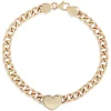 Toscano Curb Chain Bracelet With Heart Center, 14K Yellow Gold New