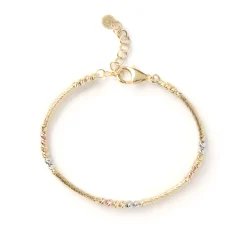 Toscano Double Row Flexy Station Bracelet, 14K Tri-Color Gold Clearance
