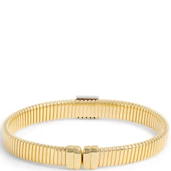 Toscano Flat Tubogas Cuff with Diamond Tips, 18K Yellow Gold