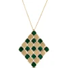 Toscano Flexy Checkerboard Malachite Pendant, 14K Yellow Gold Outlet