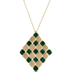 Toscano Flexy Checkerboard Malachite Pendant, 14K Yellow Gold Outlet