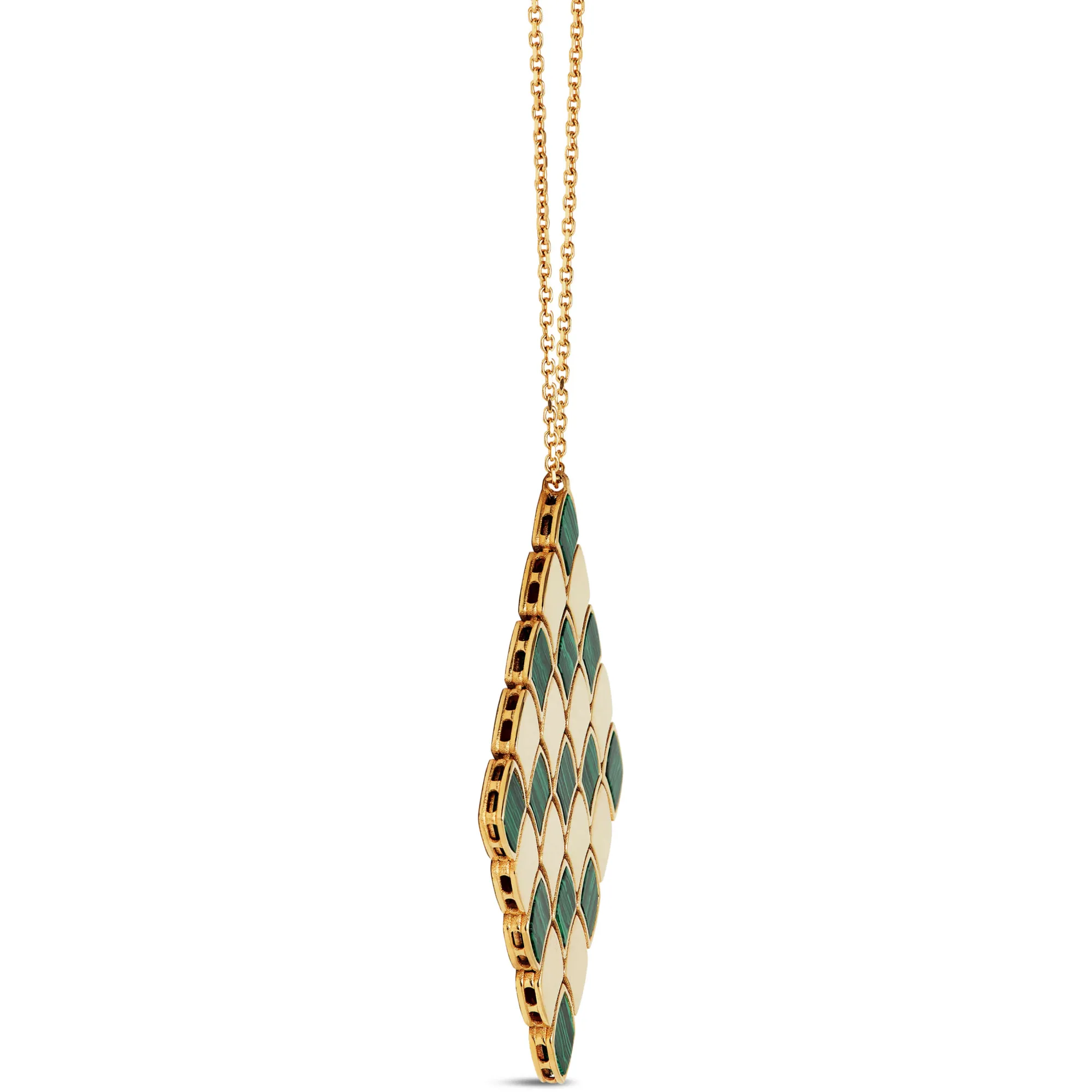 Toscano Flexy Checkerboard Malachite Pendant, 14K Yellow Gold Outlet