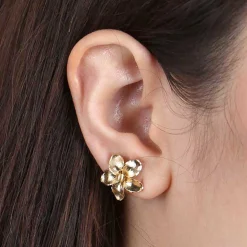 Toscano Flower Stud Earrings 14K New