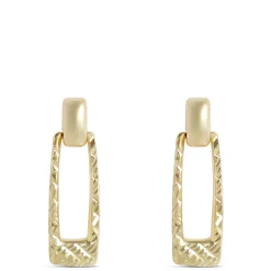 Toscano Hammered Door Knocker Earrings, 14K Yellow Gold New