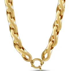 Toscano 18-Inch Infinity Silk and Polished Link Necklace, 14K Yellow Gold Clearance
