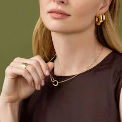 Toscano 18-Inch Interlocking Circles Necklace, 14K Yellow Gold Hot