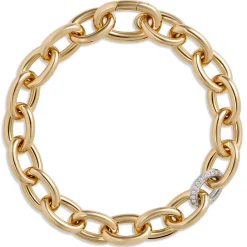 Toscano 8-Inch Oval Link Bracelet with Diamonds, 14K Yellow Gold Sale