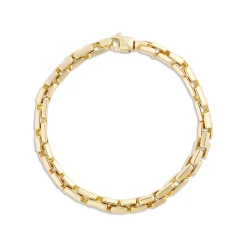 Toscano 8.5-Inch Round Brick Link Bracelet, 14K Yellow Gold Hot