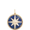 Toscano Lapis Compass Pendant in 14K Yellow Gold Hot