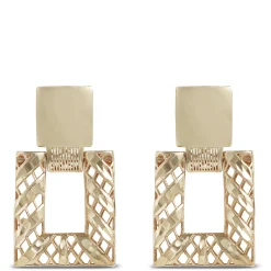 Toscano Lattice Square Doorknocker Earrings, 14K Yellow Gold Outlet
