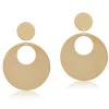 Toscano Mirrored Circle Door Knocker Earrings 14K New
