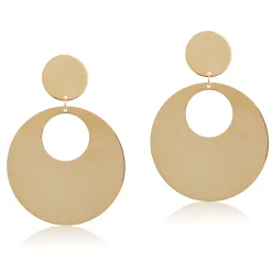 Toscano Mirrored Circle Door Knocker Earrings 14K New