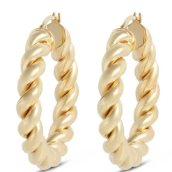 Toscano 30MM Twisted Hoop Earrings, 14K Yellow Gold Clearance
