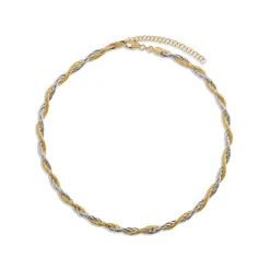 Toscano Omega Neck Necklace in 14K White and Yellow Gold Outlet