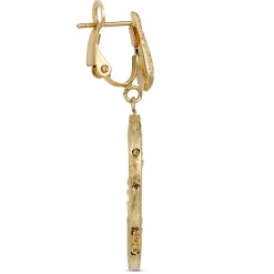 Toscano Oval Dangle Earrings, Chainlink Center, 14K Yellow Gold Best