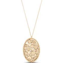 Toscano Oval Shaped Pendant with Dots, 14K Yellow Gold Sale