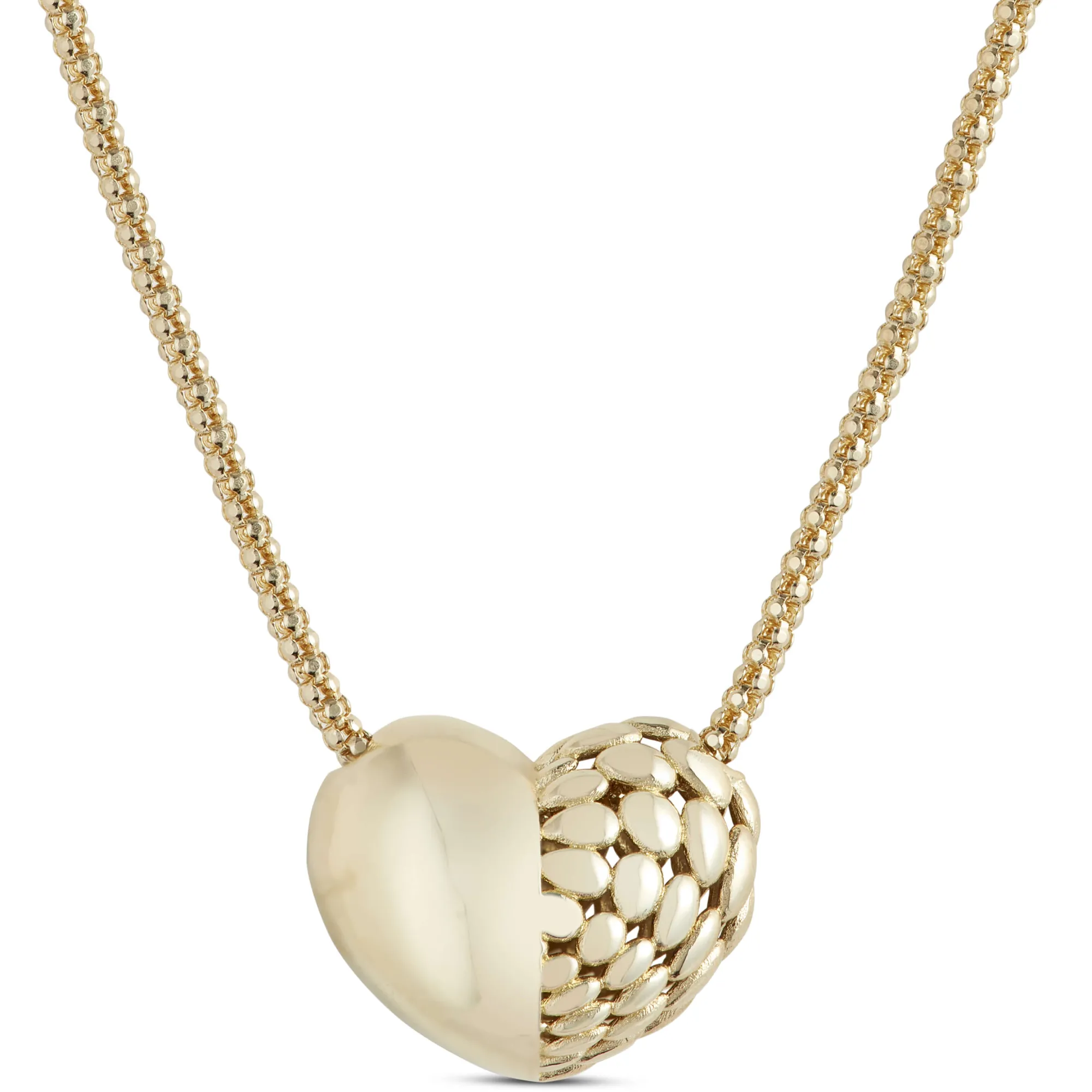 Toscano Puffed Heart Necklace, 14K Yellow Gold Discount