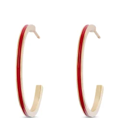 Toscano Red Enamel Hoop Earrings, 14k Yellow Gold Online