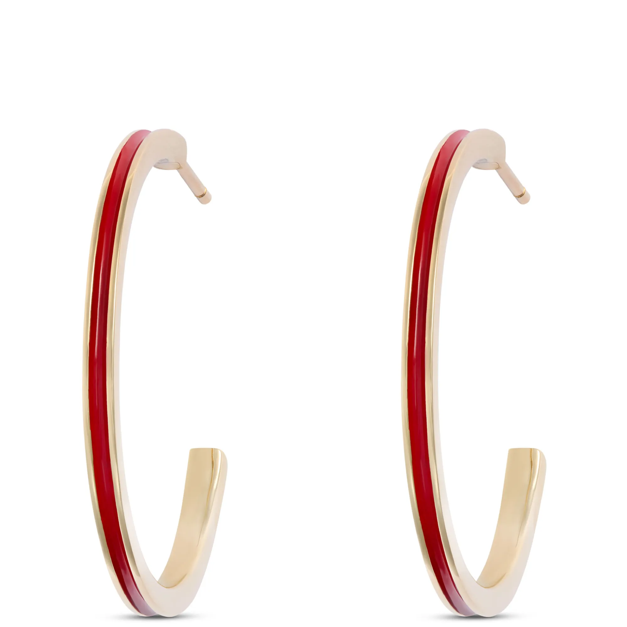 Toscano Red Enamel Hoop Earrings, 14k Yellow Gold Online