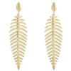 Toscano Ribbed Leaf Earrings, 14K Yellow Gold