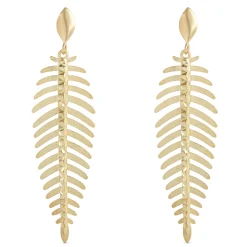 Toscano Ribbed Leaf Earrings, 14K Yellow Gold