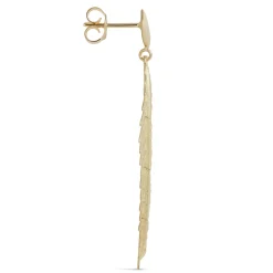 Toscano Ribbed Leaf Earrings, 14K Yellow Gold