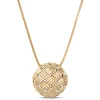 Toscano Round Basket Weave Pendant Necklace, 14K Yellow Gold Discount